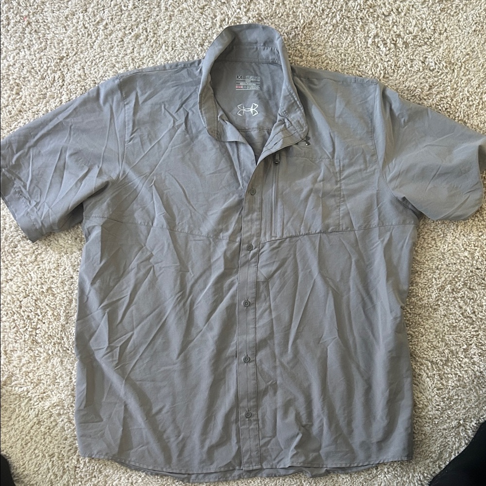 Under Armour Men's Casual Gray Button Down Shirt